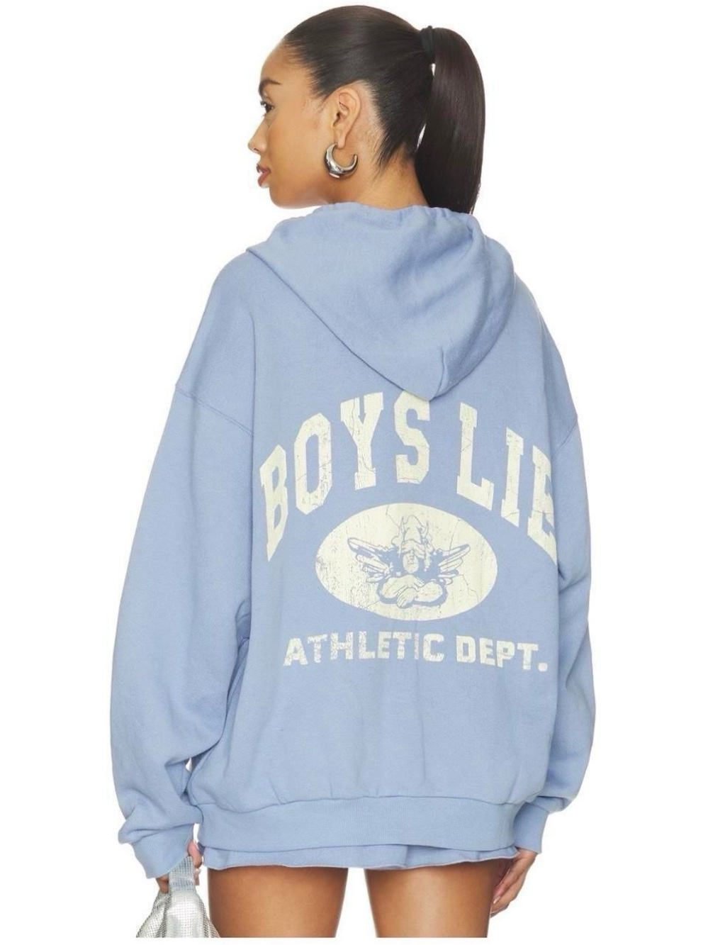 Boys Lie Light Blue Oversized Graphic Hoodie